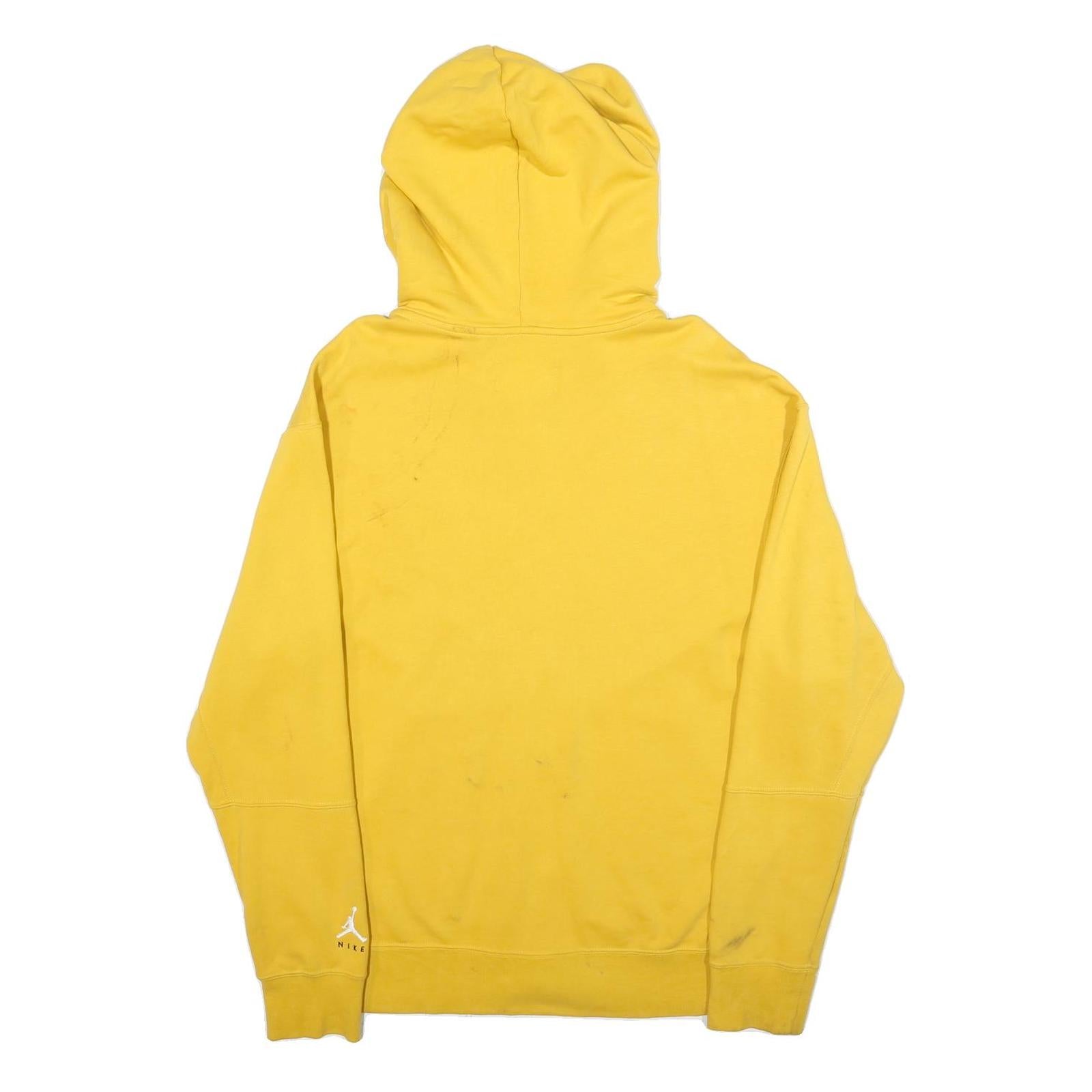 AIR JORDAN Mens Yellow Hoodie L Zip Up Cotton Blend Casual Sweatshirt