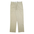 DICKIES Mens Cotton Blend Beige Regular Fit Straight Leg Trousers W34 L34