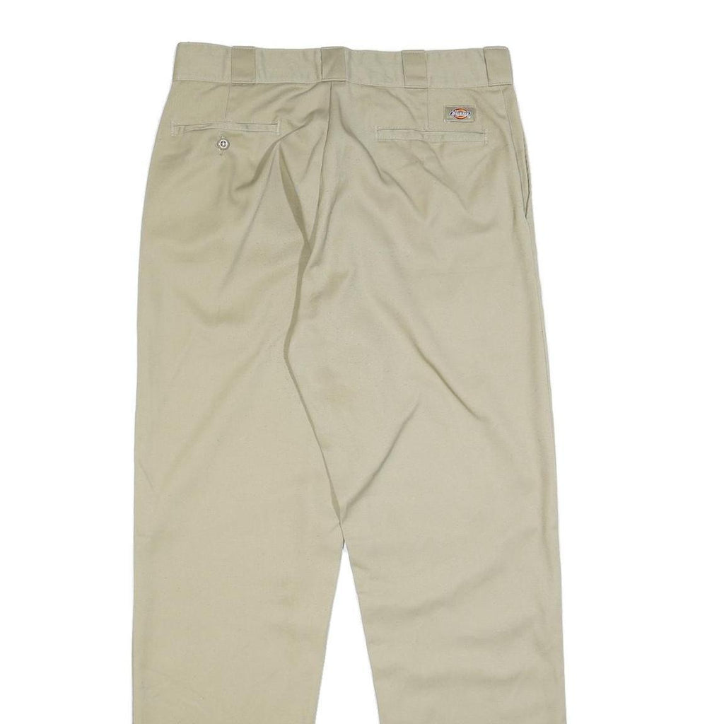 DICKIES Mens Cotton Blend Beige Regular Fit Straight Leg Trousers W34 L34