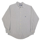 NAUTICA Mens Grey & Blue Tiny Check Long Sleeve Shirt L Classic Cotton
