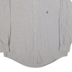 NAUTICA Mens Grey & Blue Tiny Check Long Sleeve Shirt L Classic Cotton