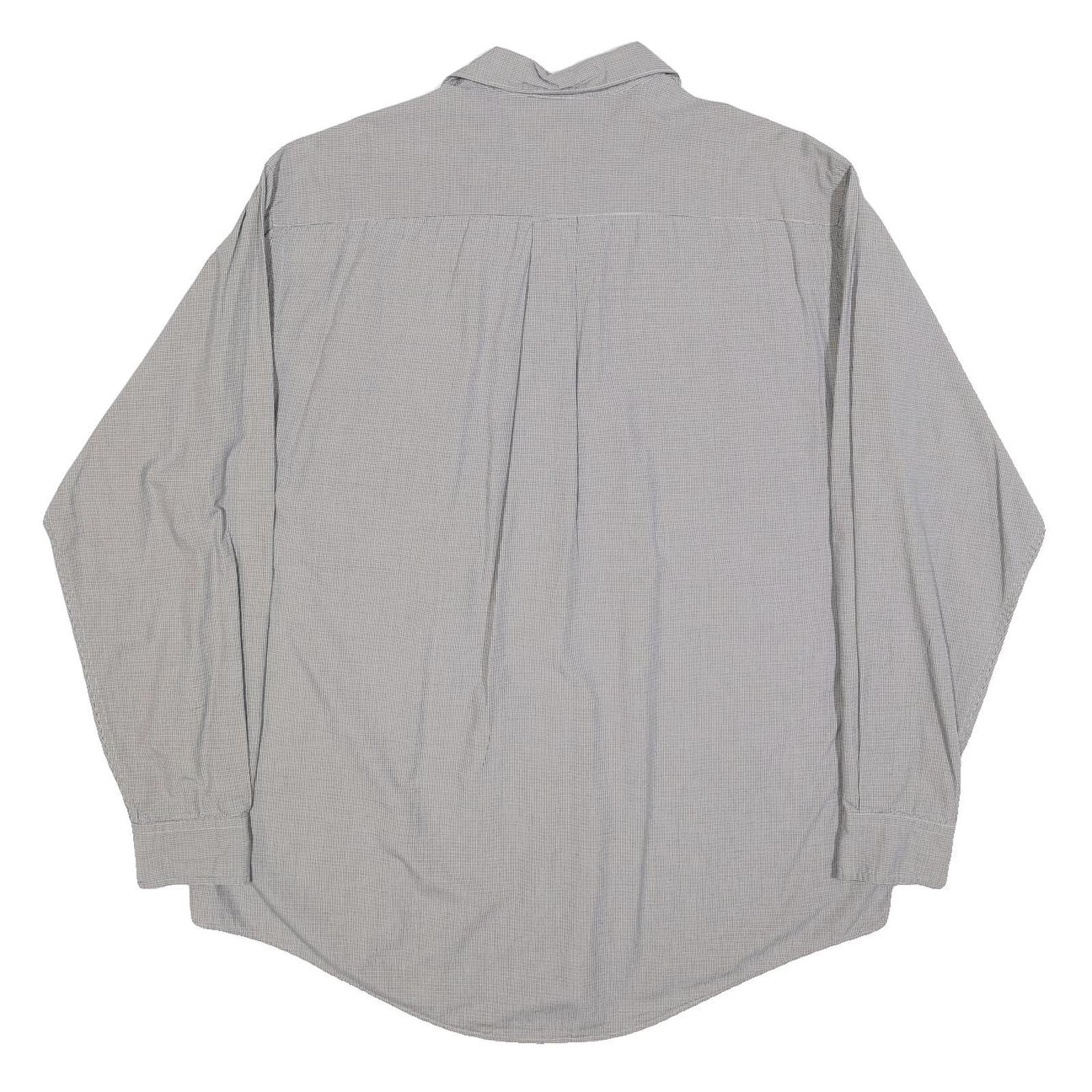 NAUTICA Mens Grey & Blue Tiny Check Long Sleeve Shirt L Classic Cotton