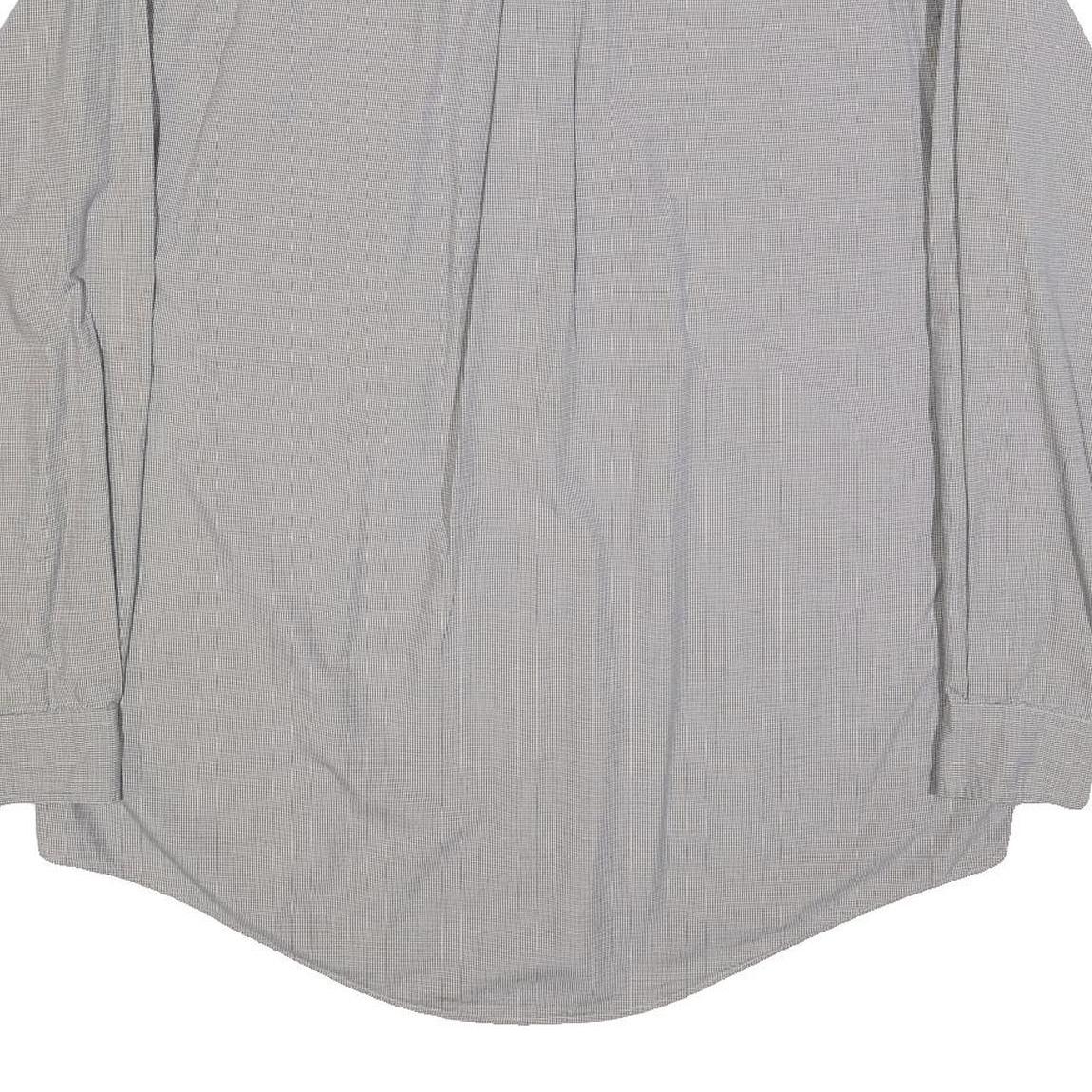 NAUTICA Mens Grey & Blue Tiny Check Long Sleeve Shirt L Classic Cotton