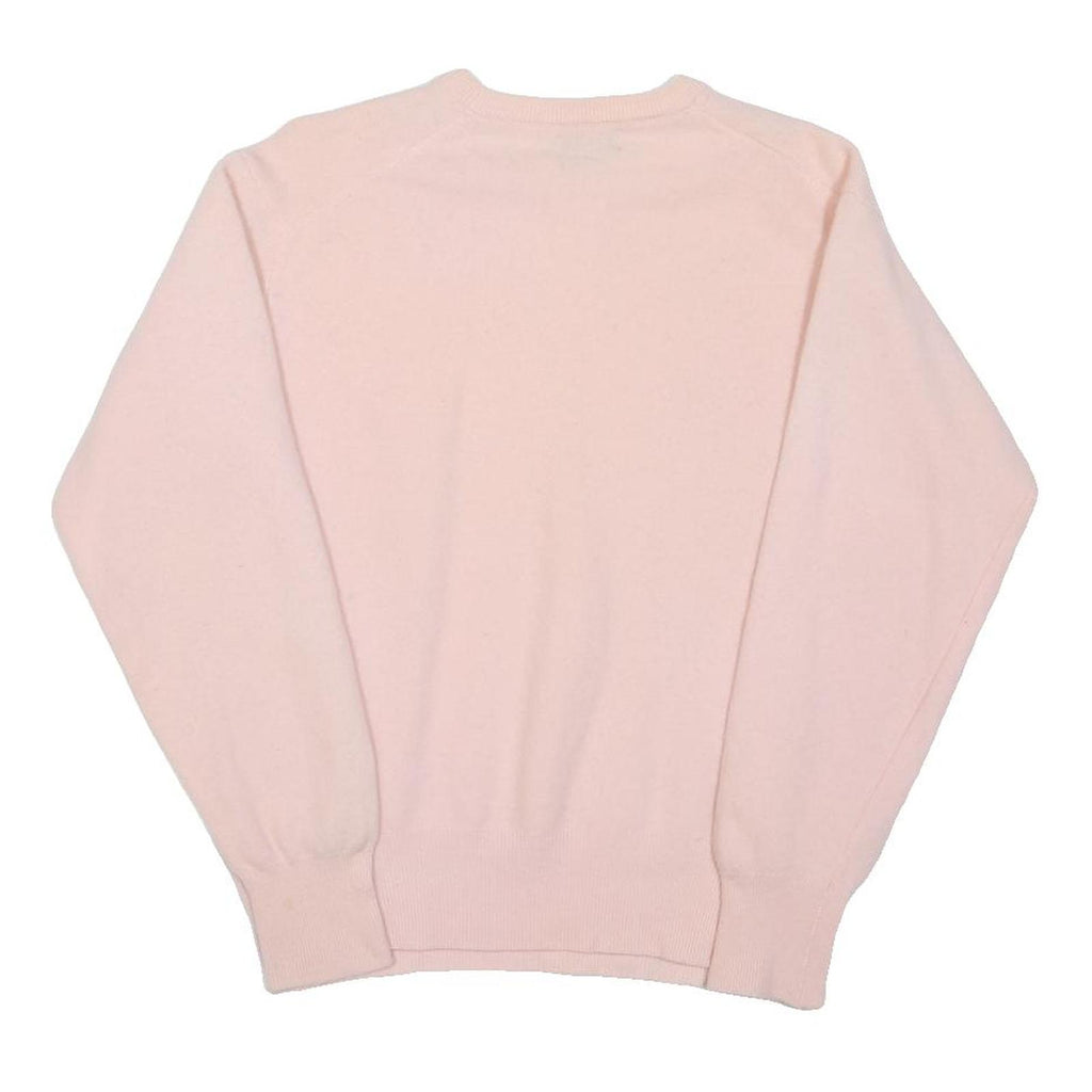 BENETTON Womens Pink Plain Wool Jumper Crew Neck Basic Knit S Soft Comfort