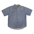 ROUTE 66 Mens Blue Denim Shirt L Cotton Casual Short Sleeve Button Pocket
