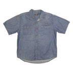 ROUTE 66 Mens Blue Denim Shirt L Cotton Casual Short Sleeve Button Pocket