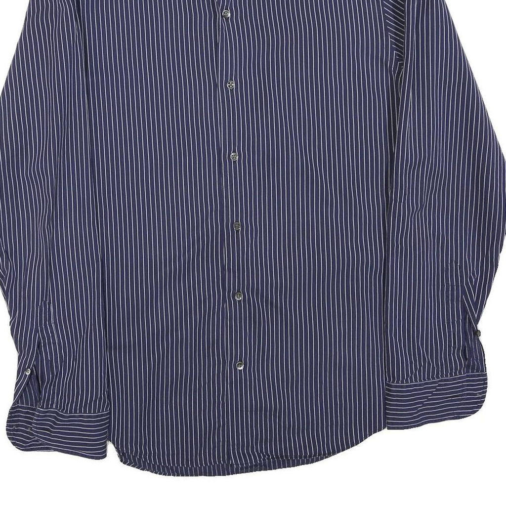 ARMANI COLLEZIONI Mens Blue & White Striped Shirt M Elegant Formal Cotton Blend