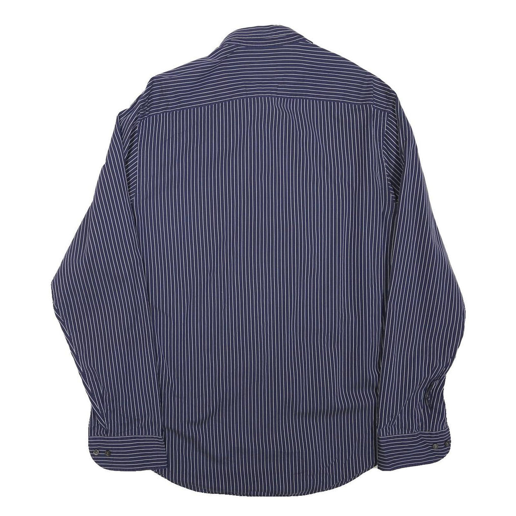 ARMANI COLLEZIONI Mens Blue & White Striped Shirt M Elegant Formal Cotton Blend