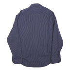 ARMANI COLLEZIONI Mens Blue & White Striped Shirt M Elegant Formal Cotton Blend