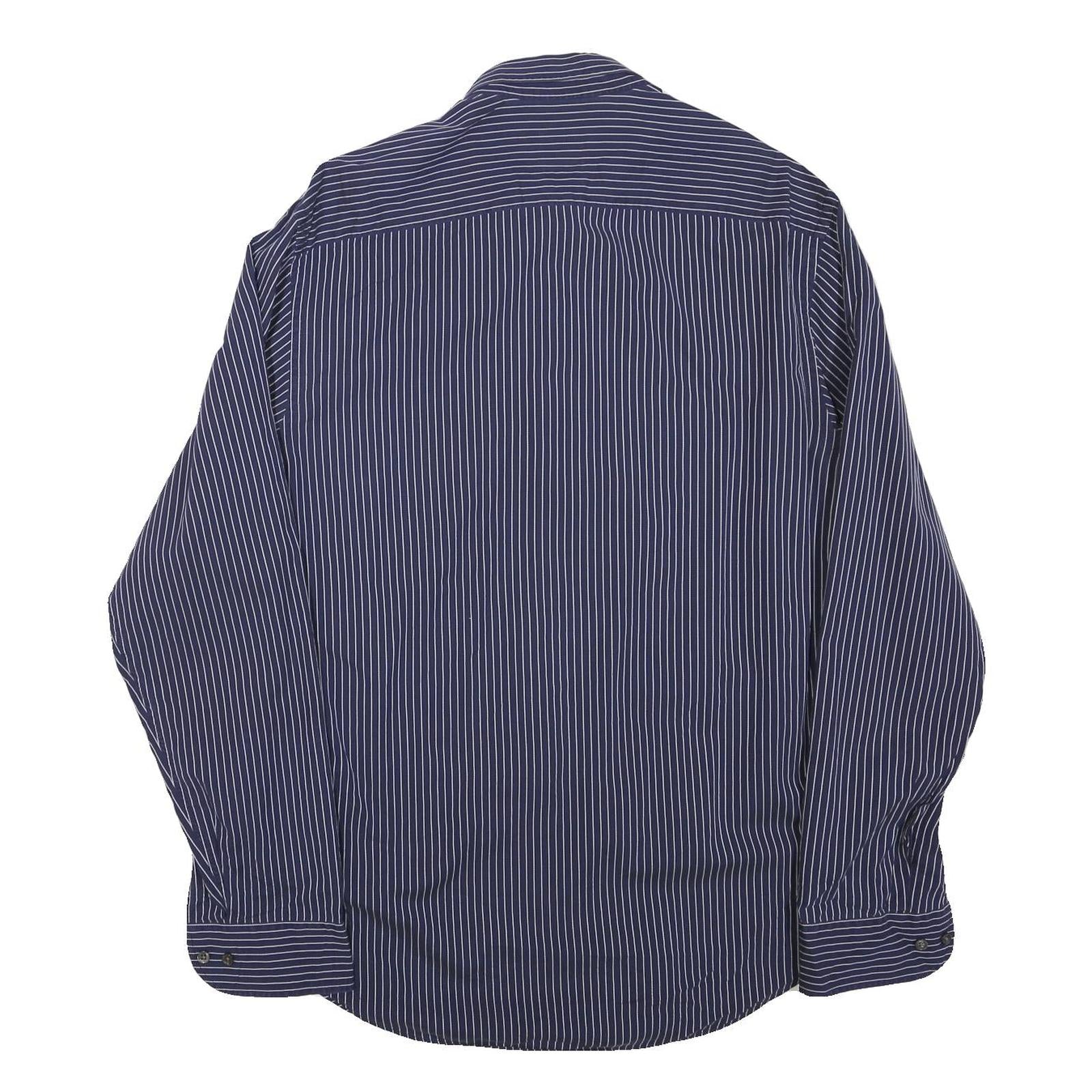 ARMANI COLLEZIONI Mens Blue & White Striped Shirt M Elegant Formal Cotton Blend