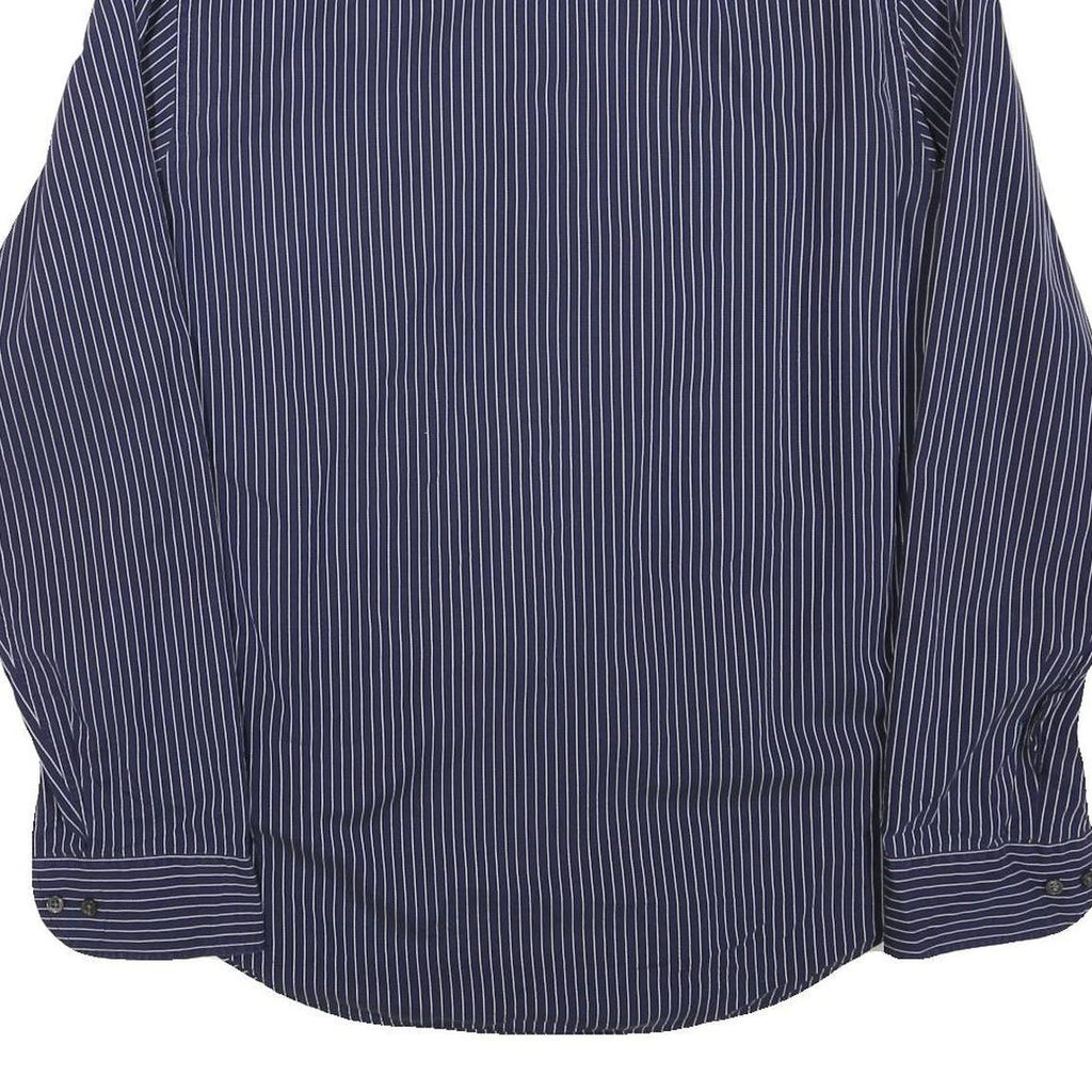 ARMANI COLLEZIONI Mens Blue & White Striped Shirt M Elegant Formal Cotton Blend