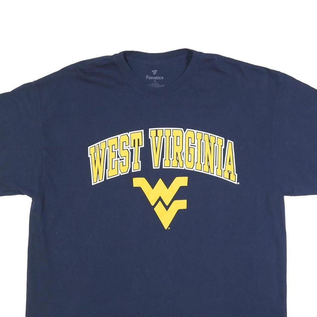 FANATICS Mens Blue West Virginia Graphic T-Shirt XL Short Sleeve Crew Neck