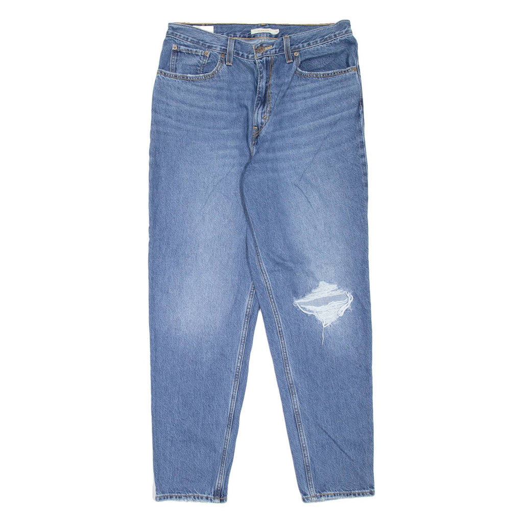 LEVI'S BIG E Distressed Womens Jeans Blue Regular Mom Stone Wash W31 L30
