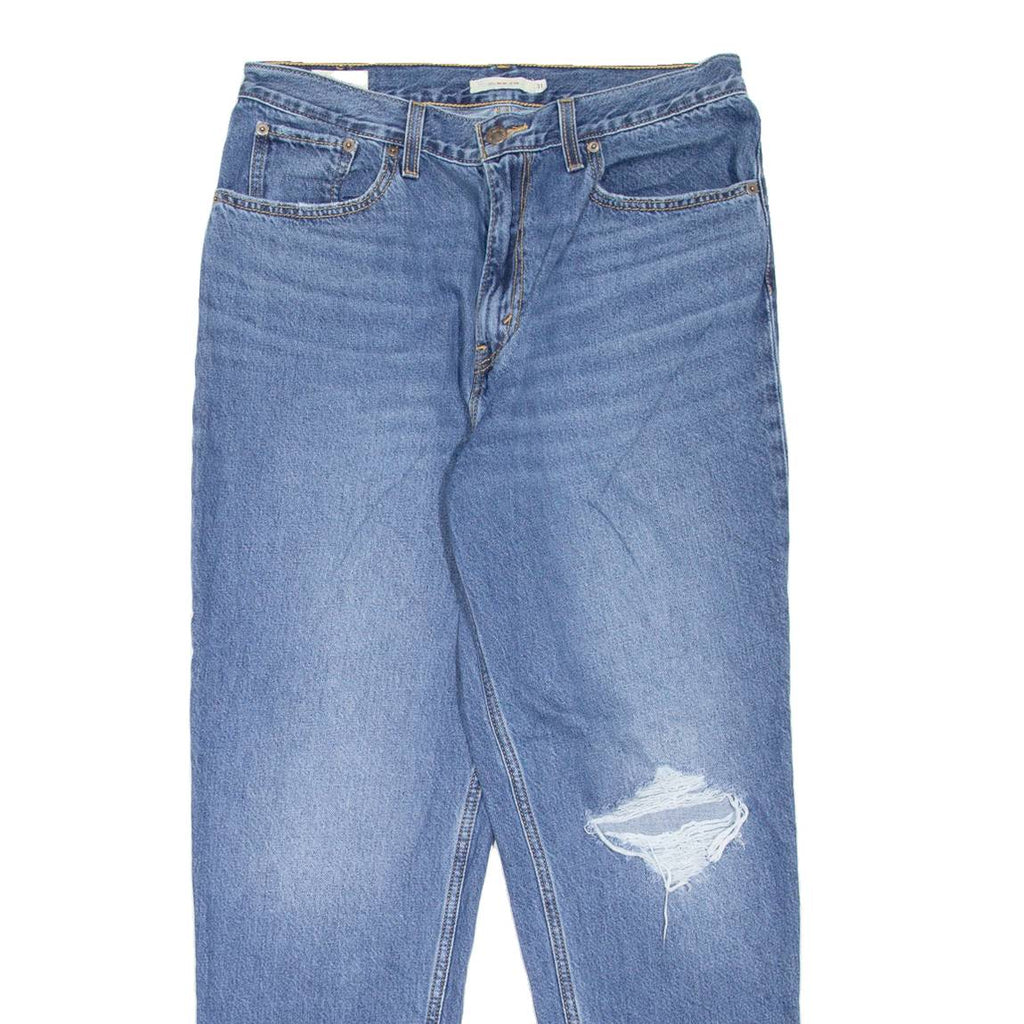 LEVI'S BIG E Distressed Womens Jeans Blue Regular Mom Stone Wash W31 L30