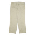 DICKIES Mens Cotton Blend Beige Regular Fit Straight Leg Trousers W36 L30