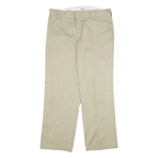 DICKIES Mens Cotton Blend Beige Regular Fit Straight Leg Trousers W36 L30