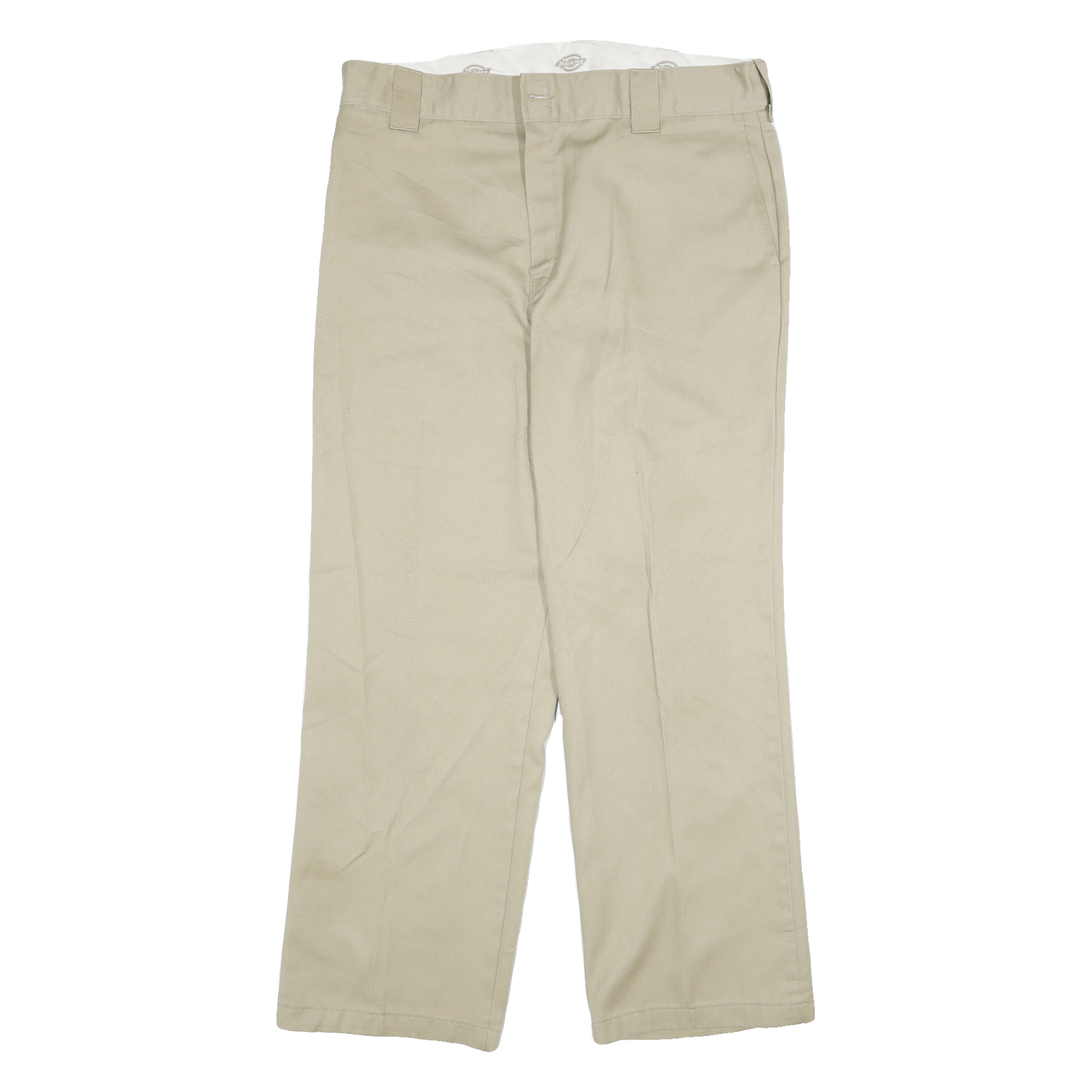 DICKIES Mens Cotton Blend Beige Regular Fit Straight Leg Trousers W36 L30