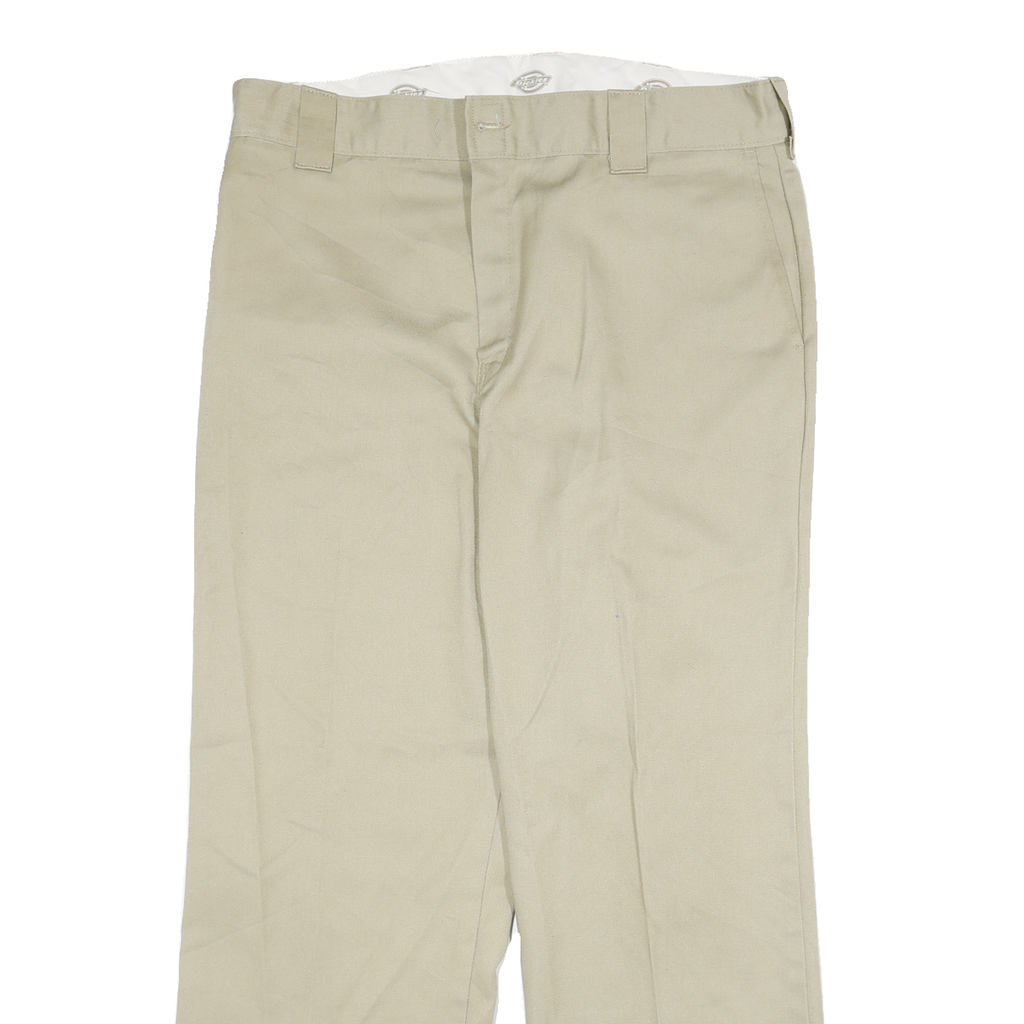 DICKIES Mens Cotton Blend Beige Regular Fit Straight Leg Trousers W36 L30