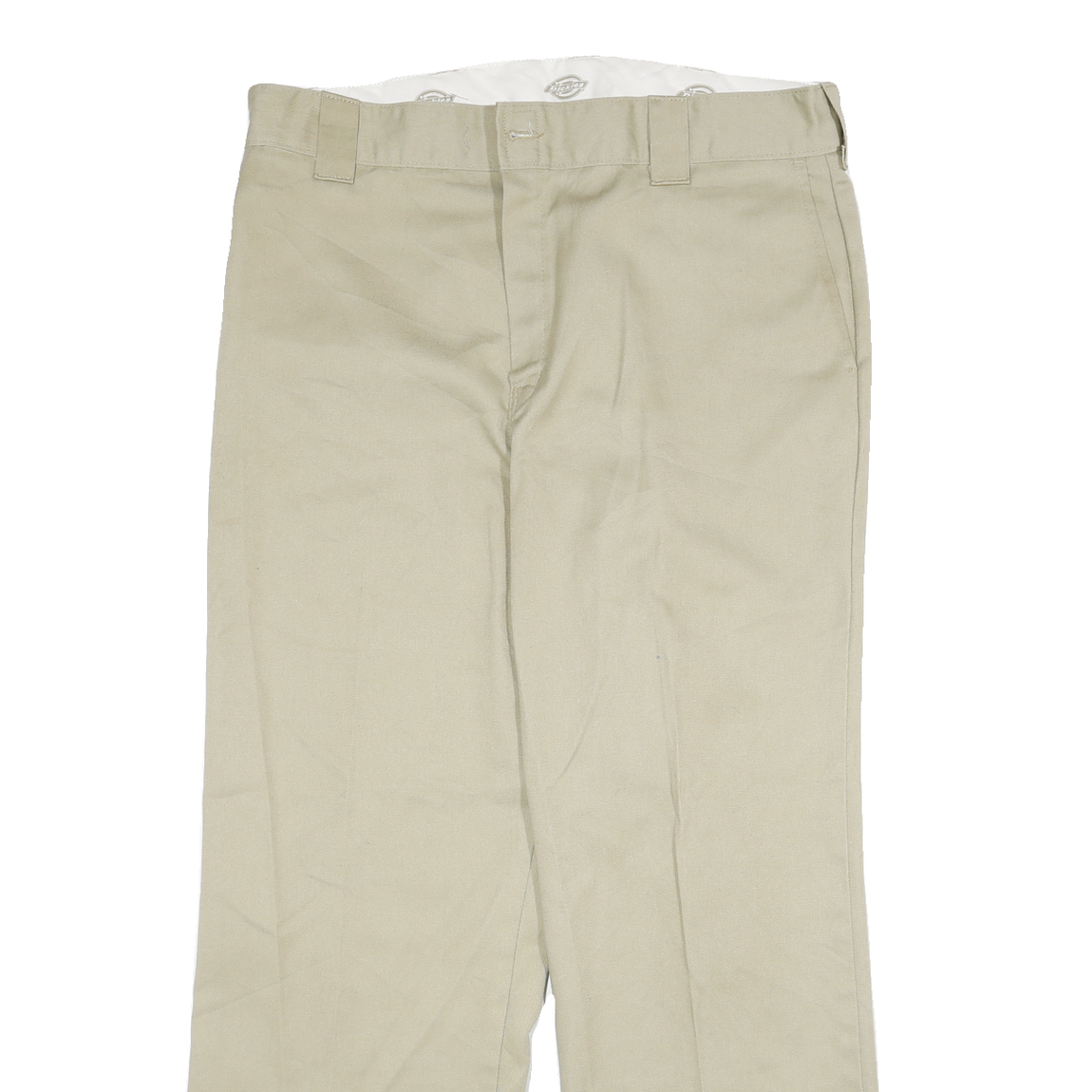 DICKIES Mens Cotton Blend Beige Regular Fit Straight Leg Trousers W36 L30