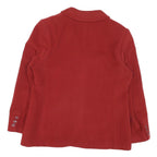 Womens Red Plain Button Jacket M Polyester Blend Classic Tailored