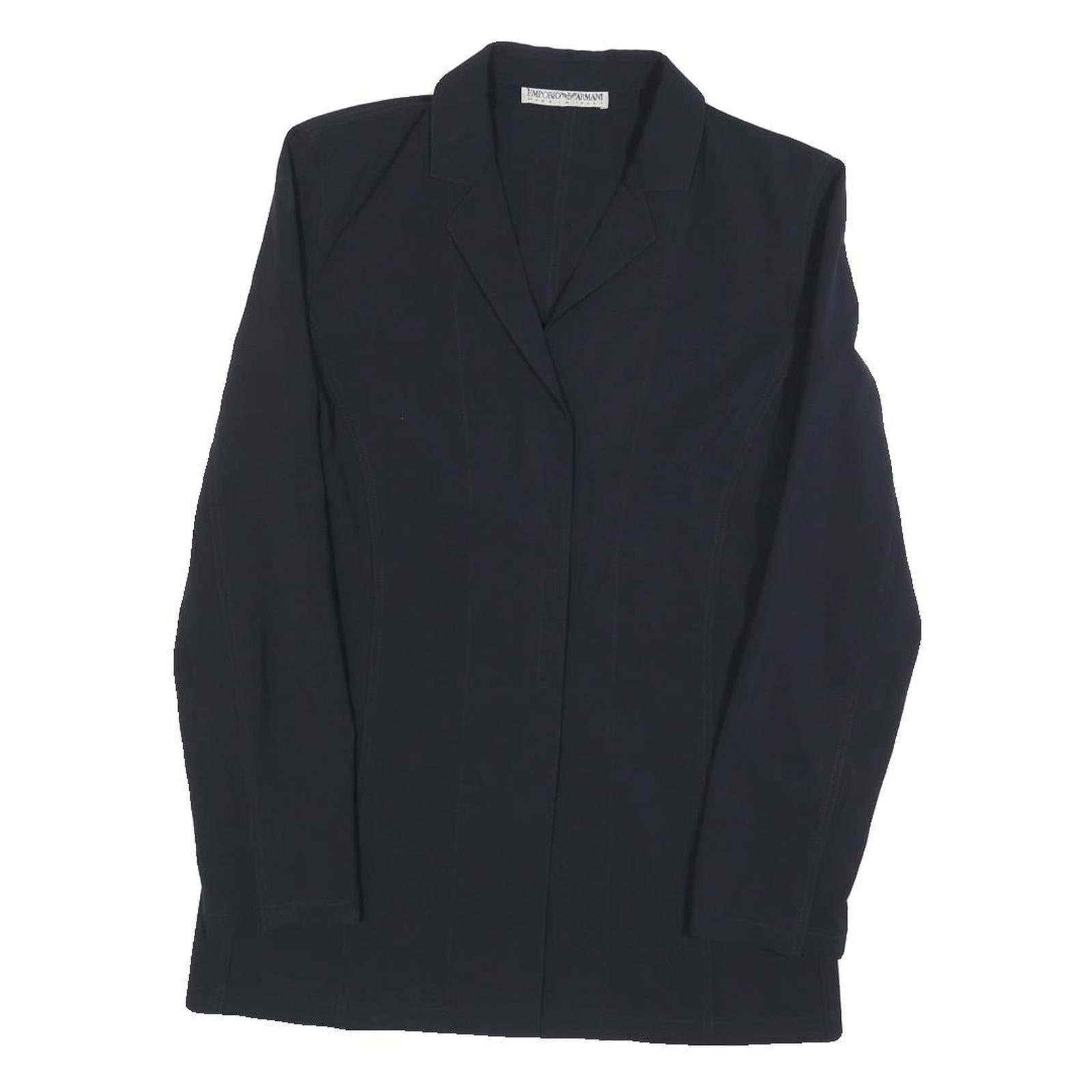 EMPORIO ARMANI Womens Black Wool Blend Jacket M Button Closure Classic Tailored