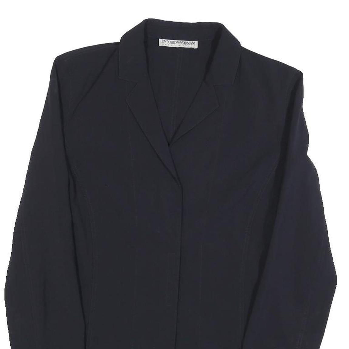 EMPORIO ARMANI Womens Black Wool Blend Jacket M Button Closure Classic Tailored