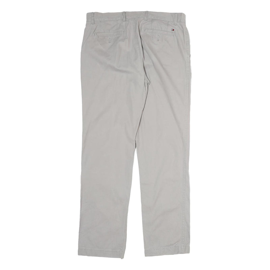 TOMMY HILFIGER Mens Cotton Beige Regular Straight Trousers W36 L34 Casual