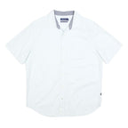 NAUTICA Mens White Classic Fit Stretch Cotton Blend Shirt M Casual Summer Button