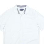 NAUTICA Mens White Classic Fit Stretch Cotton Blend Shirt M Casual Summer Button