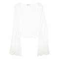 HOLLISTER Womens White Patterned Jumper Scoop Neck Chunky Knit S Lightweight