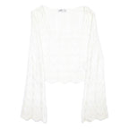 HOLLISTER Womens White Patterned Jumper Scoop Neck Chunky Knit S Lightweight