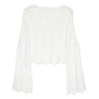 HOLLISTER Womens White Patterned Jumper Scoop Neck Chunky Knit S Lightweight