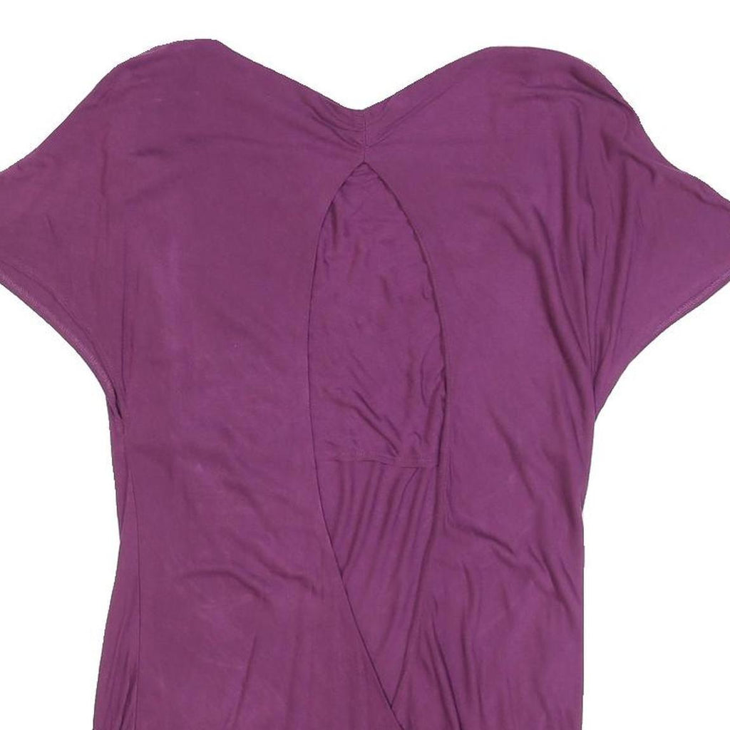 TED BAKER Womens Purple Cotton Blend Cowl Neck Short Sleeve Top S Stylish