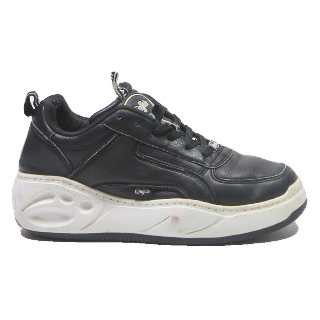 BUFFALO Mens Black Leather Chunky Trainers UK 6.5 Stylish Casual Footwear