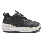 BUFFALO Mens Black Leather Chunky Trainers UK 6.5 Stylish Casual Footwear