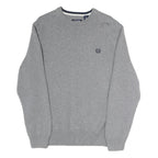 CHAPS Mens Grey Patterned Jumper Crew Neck Basic Knit L Classic Stylish Comfort