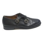 MLING Womens Leather Black Monk Strap Shoes UK 10 Classic Formal Footwear