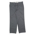 DICKIES Mens Cotton Blend Grey Regular Fit Straight Leg Trousers W33 L30