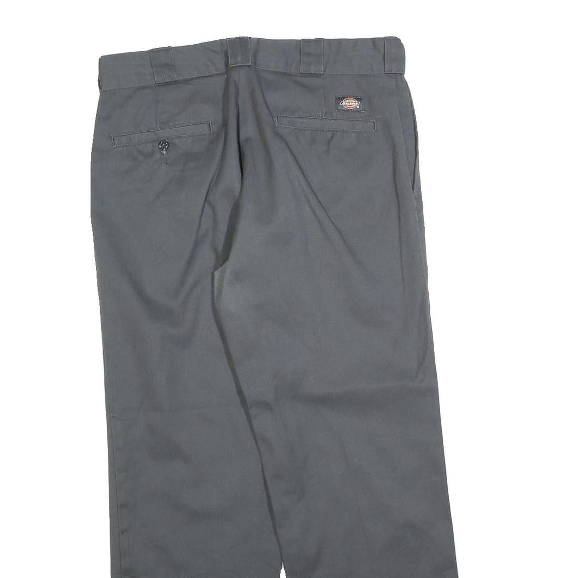 DICKIES Mens Cotton Blend Grey Regular Fit Straight Leg Trousers W33 L30