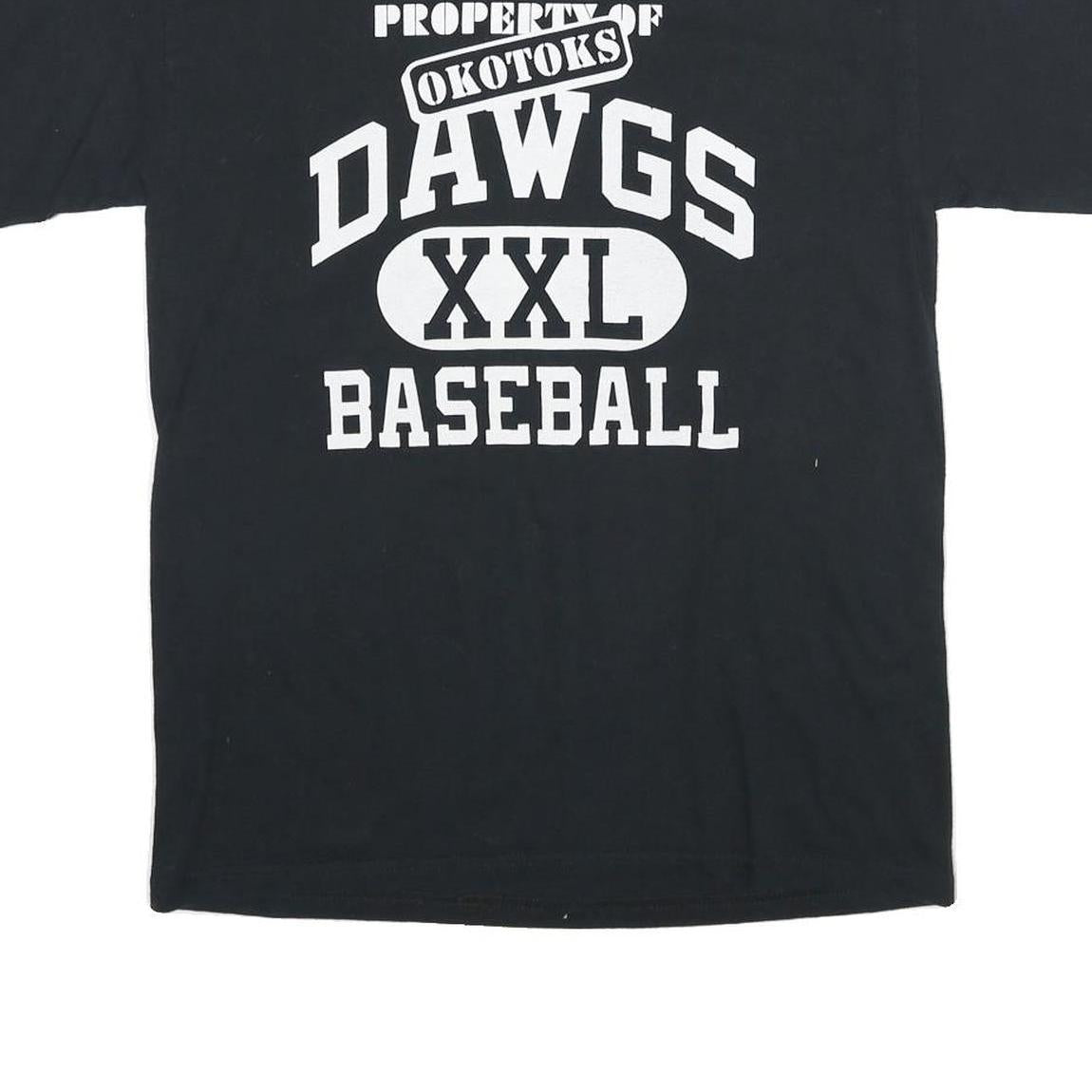 GILDAN Mens Black Okotoks Dawgs Baseball Graphic T-Shirt M Short Sleeve Crew