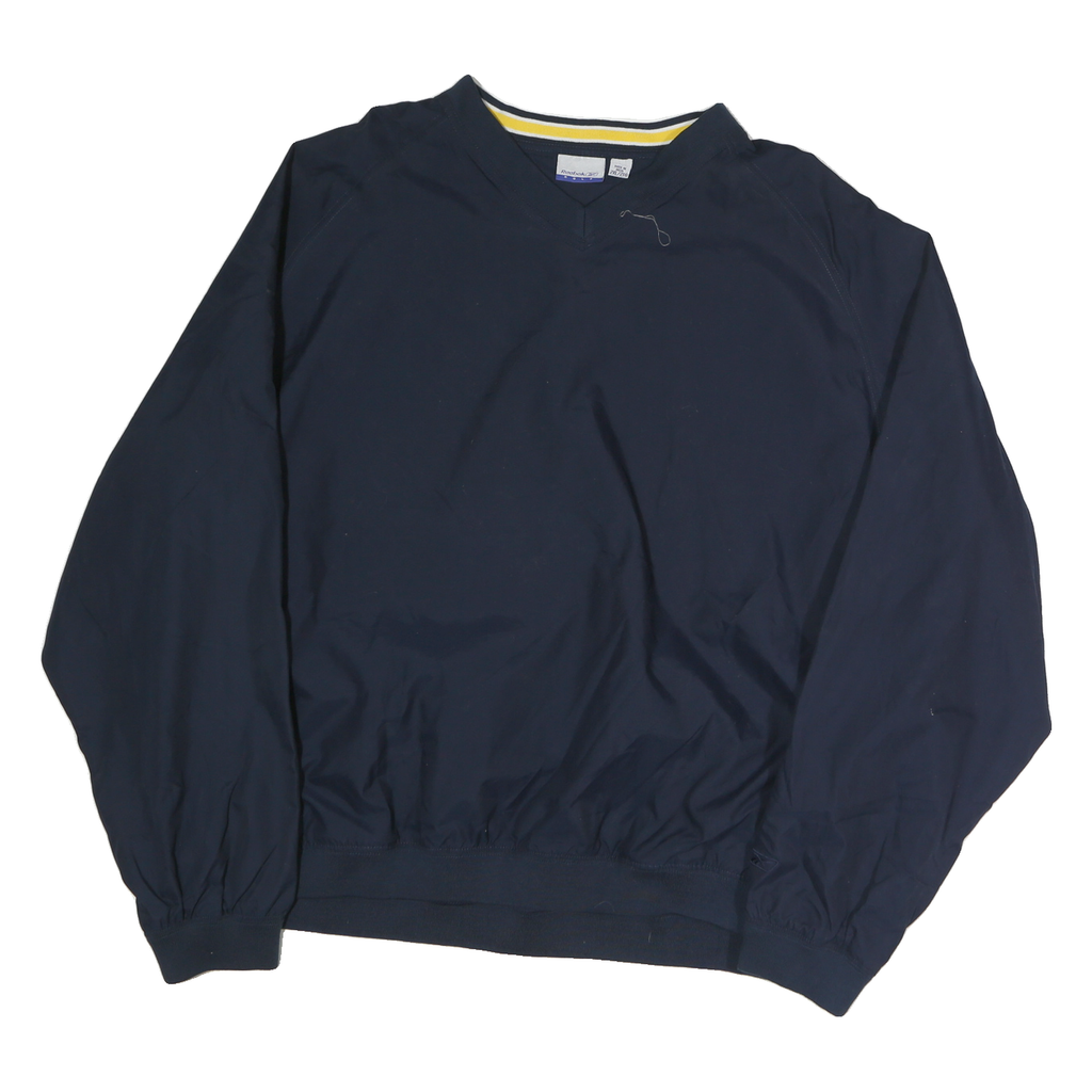 REEBOK Mens Navy Polyester Blend Jacket 2XL Plain Casual Lightweight Pullover
