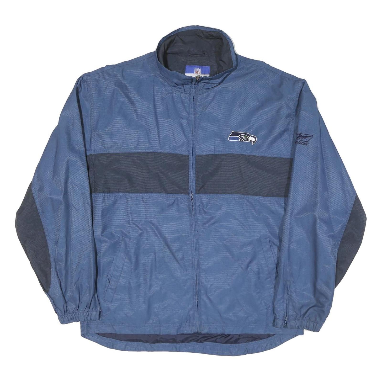 REEBOK Mens Blue & Navy NFL Bomber Jacket M Polyester Blend Zip