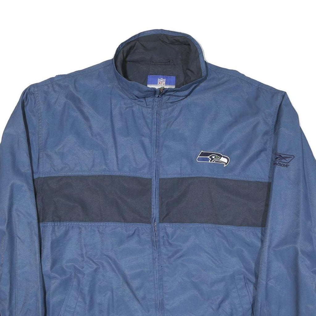 REEBOK Mens Blue & Navy NFL Bomber Jacket M Polyester Blend Zip