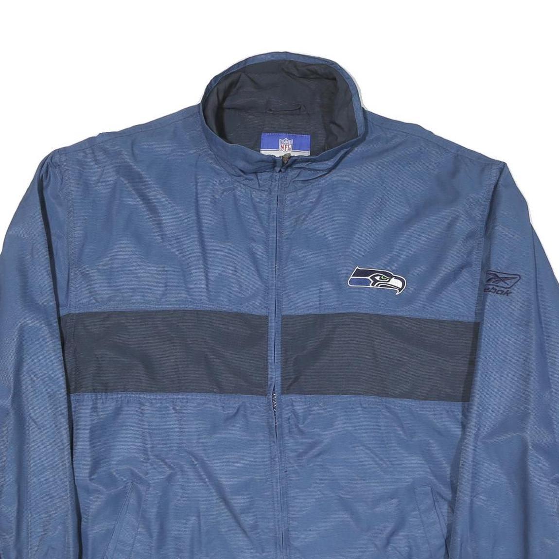 REEBOK Mens Blue & Navy NFL Bomber Jacket M Polyester Blend Zip