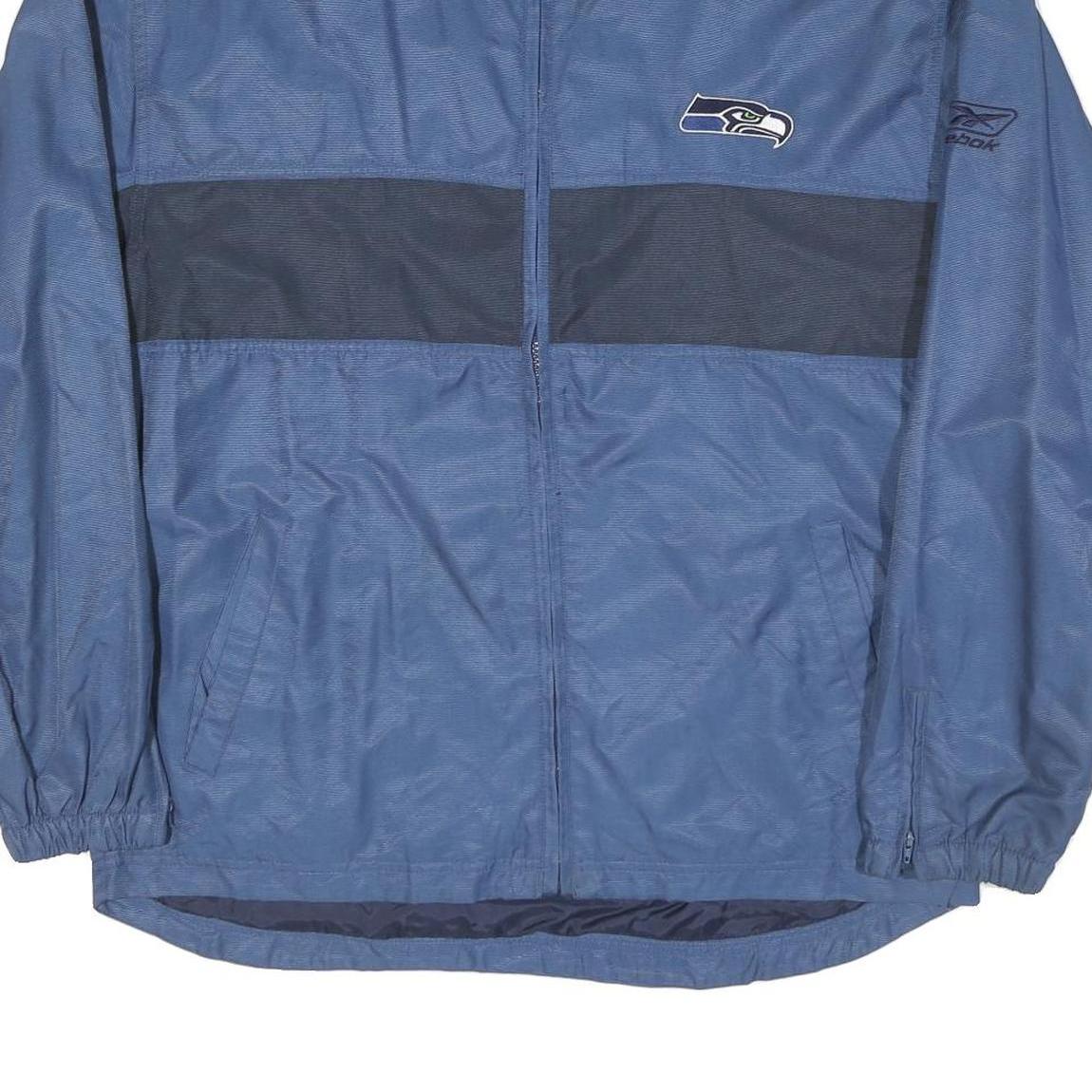 REEBOK Mens Blue & Navy NFL Bomber Jacket M Polyester Blend Zip