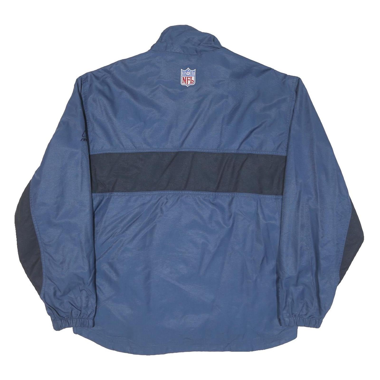 REEBOK Mens Blue & Navy NFL Bomber Jacket M Polyester Blend Zip