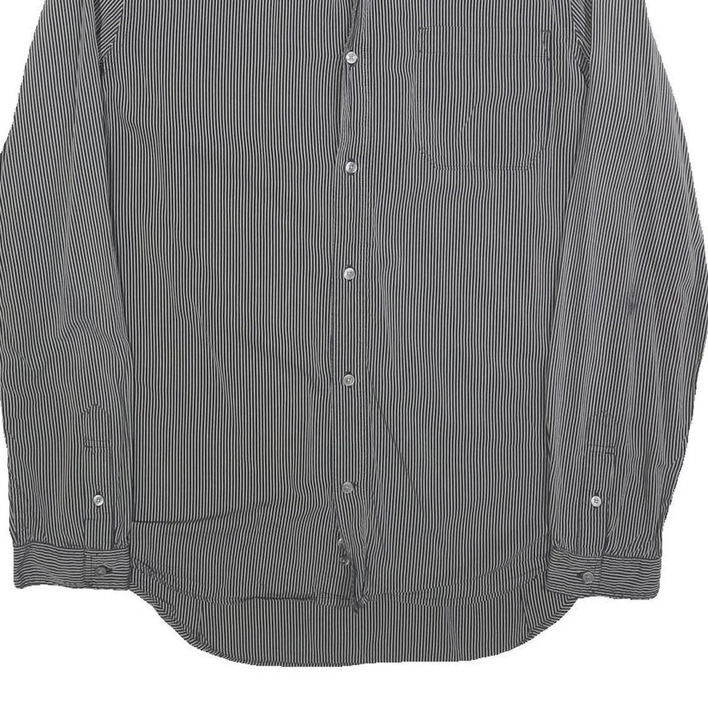 DIESEL Mens Black Striped Cotton Blend Shirt M Button Down Long Sleeve Casual