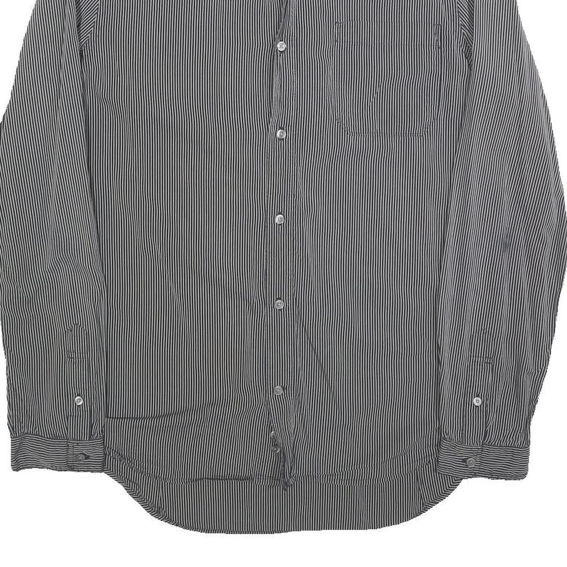 DIESEL Mens Black Striped Cotton Blend Shirt M Button Down Long Sleeve Casual