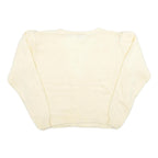 NINON DE LENCLOS Womens Cream Patterned Cardigan Chunky Knit M V-Neck Acrylic