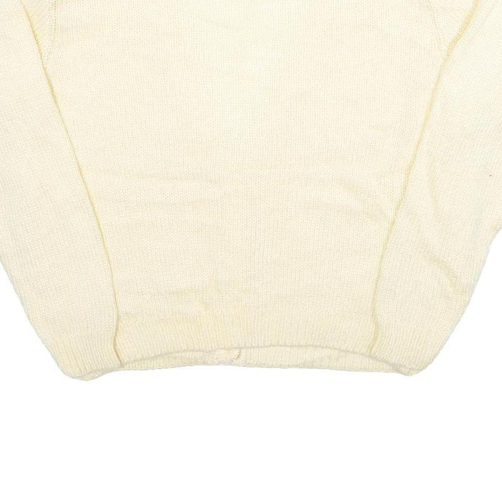 NINON DE LENCLOS Womens Cream Patterned Cardigan Chunky Knit M V-Neck Acrylic